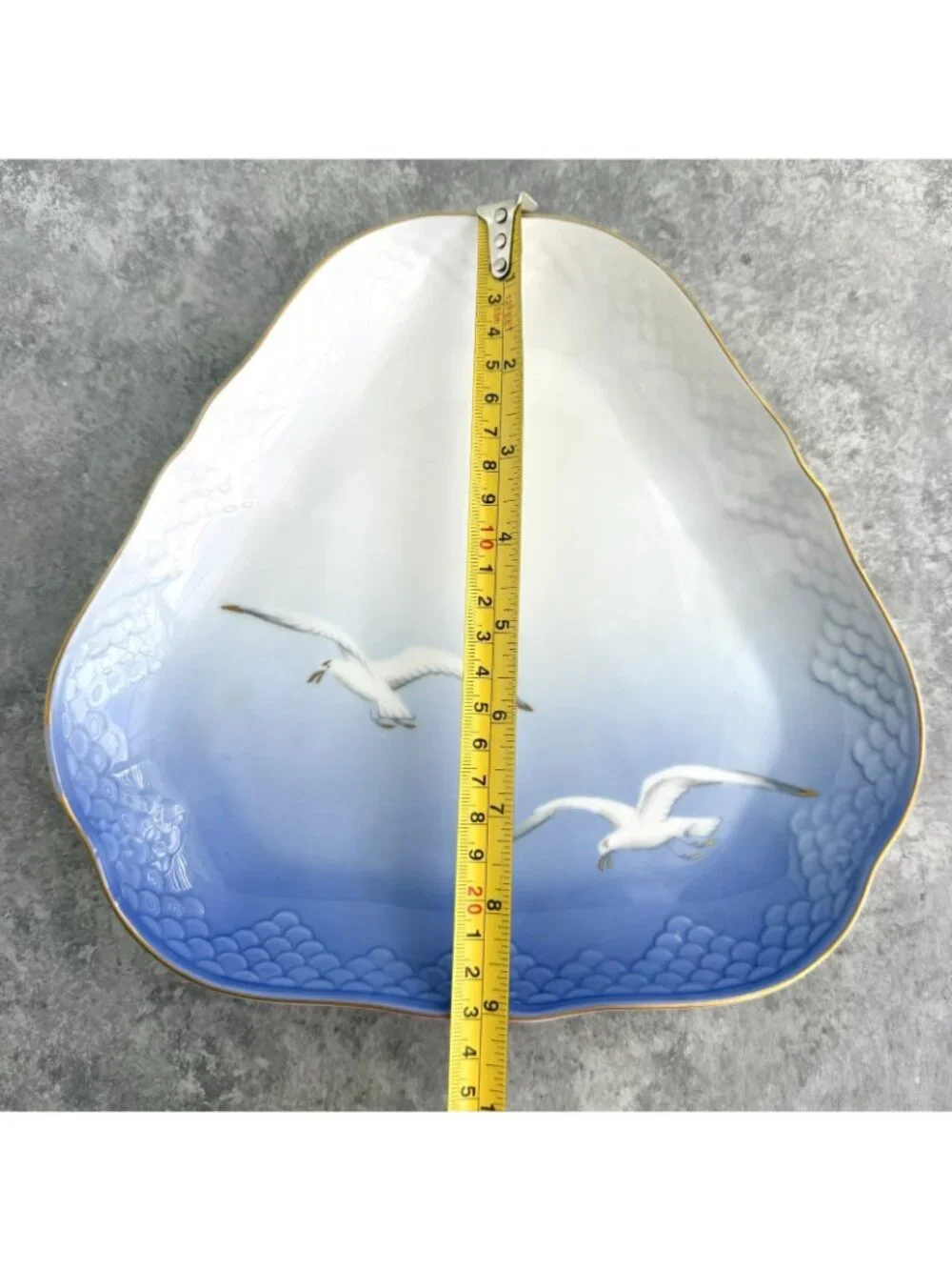 Bing & Grondahl Blue Seagull Triangular Bowl Platter Serving Dish Nautical Coast
